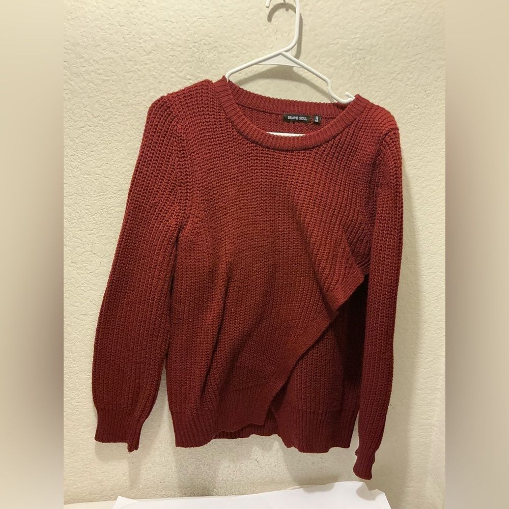 Brave Soul Rich Burgundy Crew Neck Sweater size M